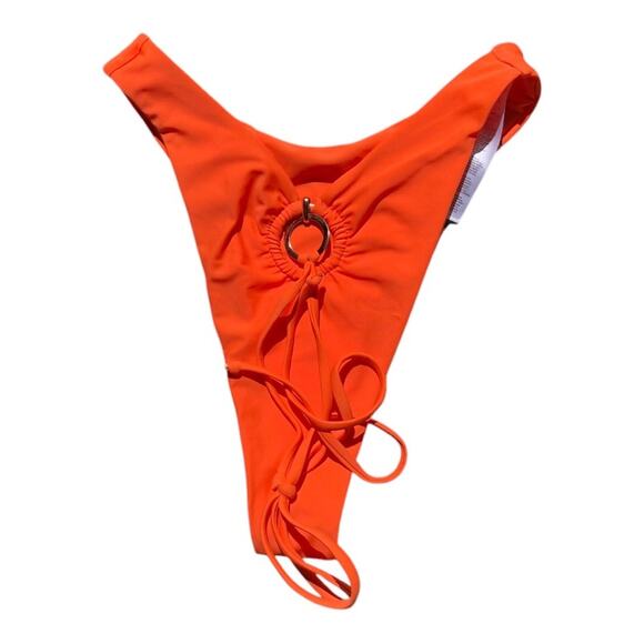 Pretty Little Thing NWT Orange O Ring Waist Strap Brazilian Bikini Bottom Size 6 - Picture 4 of 16